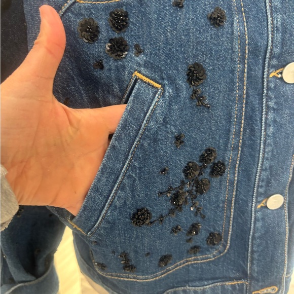 Pilcro Dark Blue Embellished Jean Jacket - Picture 9 of 11